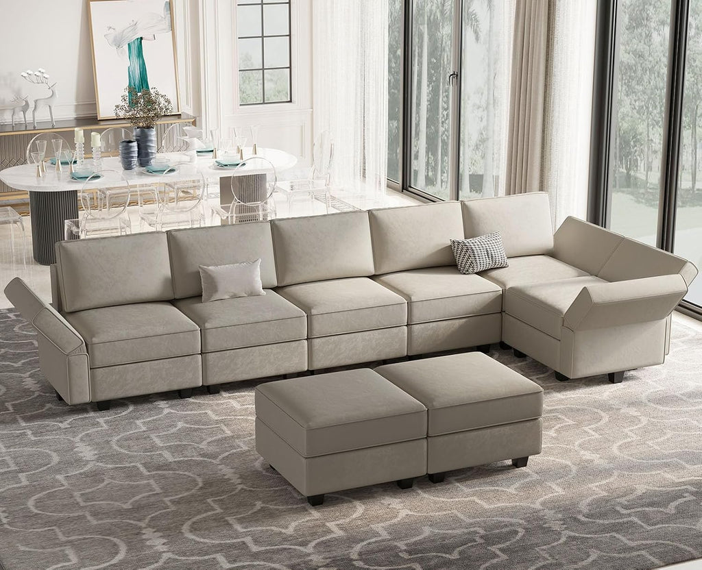 Oversized Modular Sectional Sofa L Shaped Couch Set with Reversible Chaise Convertible L Shape Sectional Sofa Grey