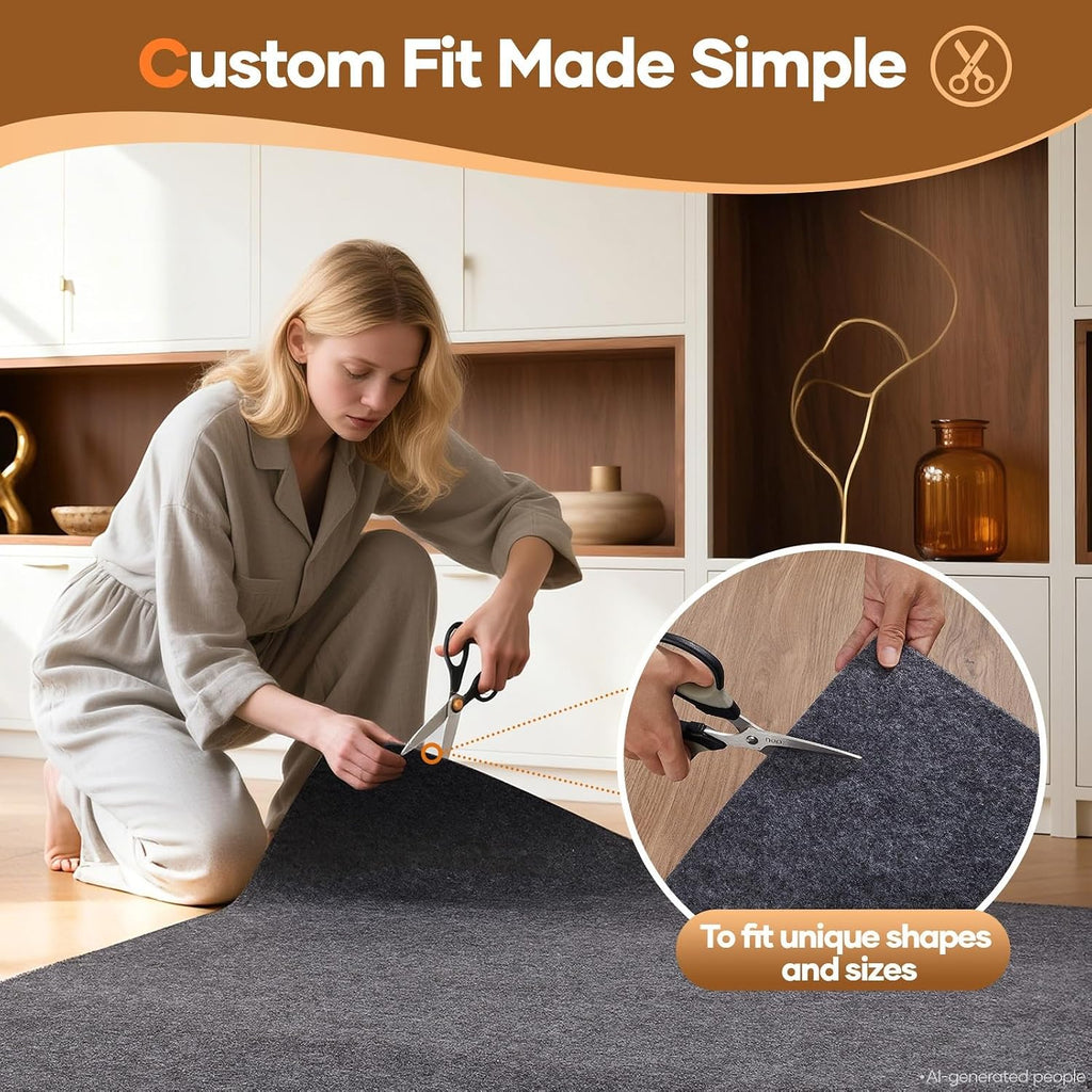 Non Slip Cushioned Rug Pad Gripper, Felt and Silicone Backing, 8 x 10 Ft, 3/8 inch Thick Carpet Liner Protector Mat - Set of 99