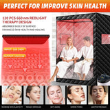 Portable Steam Sauna with 660nm Red Light Therapy, 2 Person Red Light Sauna Spa for Home