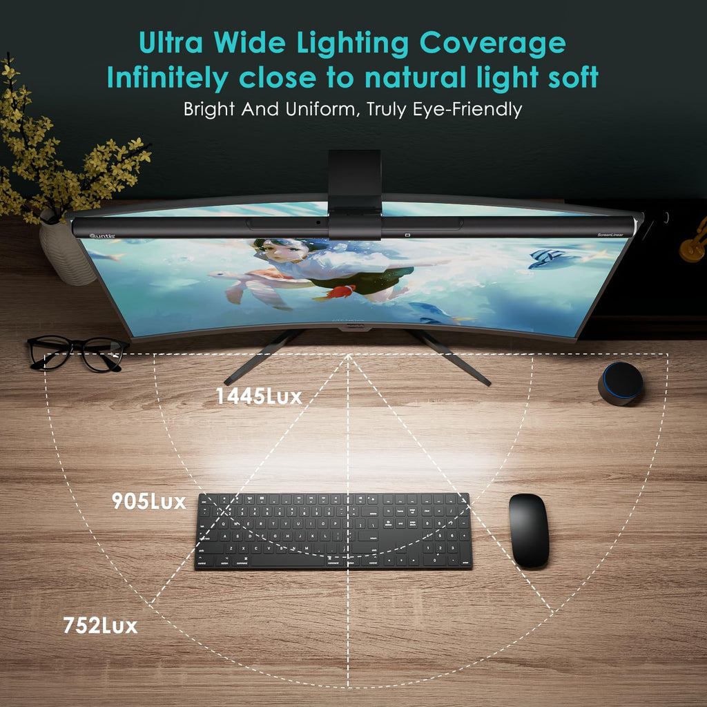 Monitor Light Bar with Remote Control, Fit for Curved/Flat Monitor, Eye-Care USB Computer Lamp Dimmable Screen Light