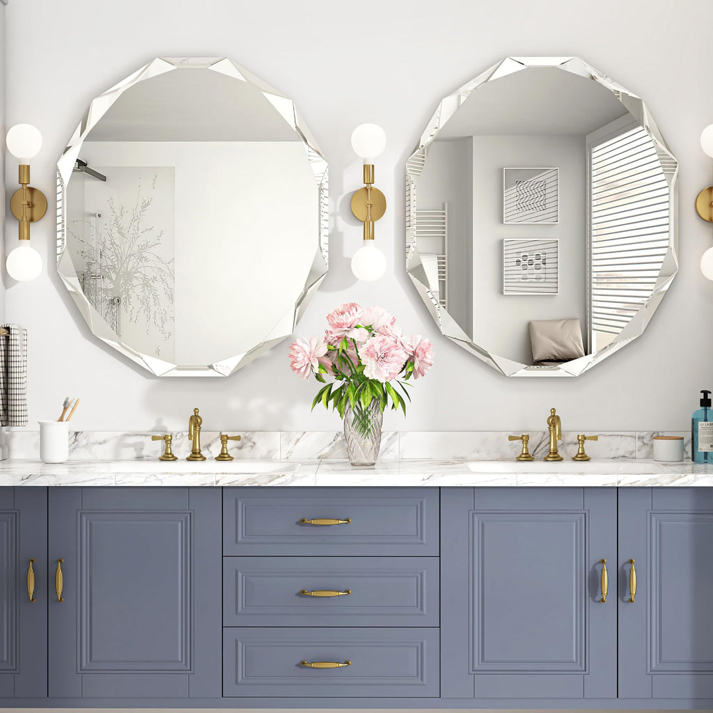 24x30 Inch Bathroom Mirrors for Over Sink, Round Frameless Mirrors for Wall