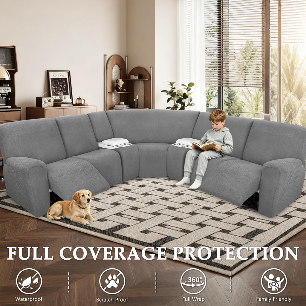 Reclining Sectional Couch Covers Waterproof L Shape Washable Recliner Sofa Cover for L Shaped Sectional Super Stretch