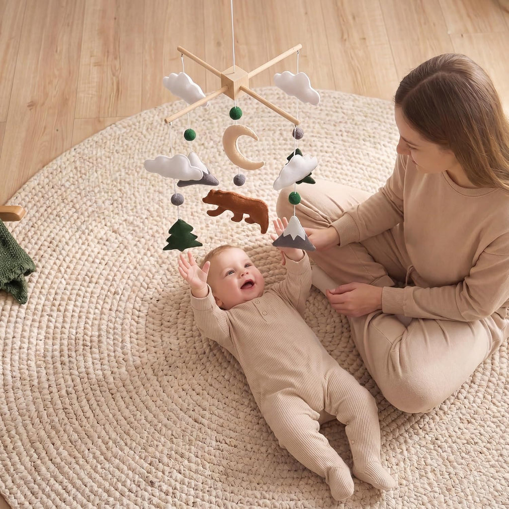 Woodland Mobile for Crib Bear Baby Mobile for Crib Woodland Crib Mobile for Boys Girls Forest Baby Nursery Mobile