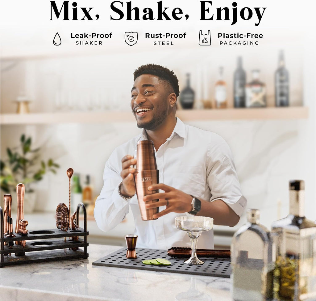 Mixology Bartender Kit Bar Set | 14-Piece Cocktail Shaker Set | Martini Barware Mixing Tools Bartending | 35 Recipe - Set of 14
