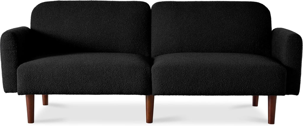 Best Choice Products 77" Mid Century Modern Boucle Loveseat Sofa, Couch, Convertible Sofa Sleeper Bed w/Real Wood