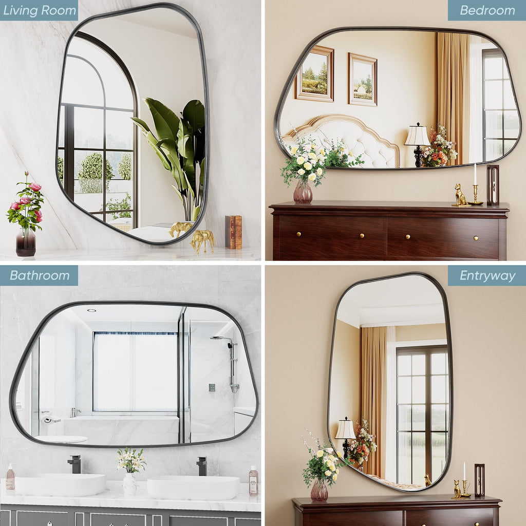 Irregular Wall Mirror 26"x40" Bathroom Mirrors Asymmetrical Artistic Decorative Bedroom Bathroom Hallway