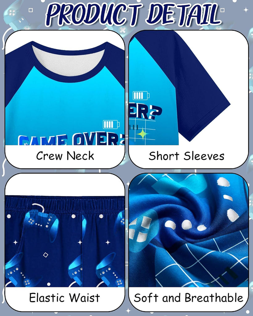 Boys Pajamas Little Big Boys Pajamas Short Sleeves and Pants 2 Pieces Summer Pjs Set Kids Boy Sleepwear