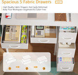 Small Desk with 5 Fabric Drawers, 33 Inch Writing Desk, Simple PC Desks for Small Place