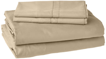 620 Thread Count 100% Long Staple Cotton Deep Pocket Oversized Super Soft Sateen Sheet Set, California King, Bone