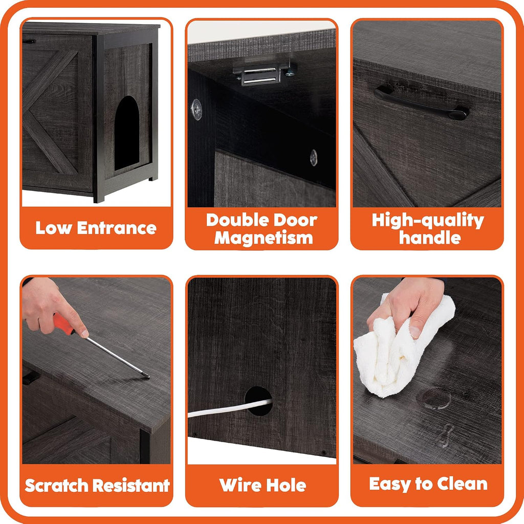Cat Litter Box Enclosure, Hidden Litter Box Furniture, 23.6 Inches