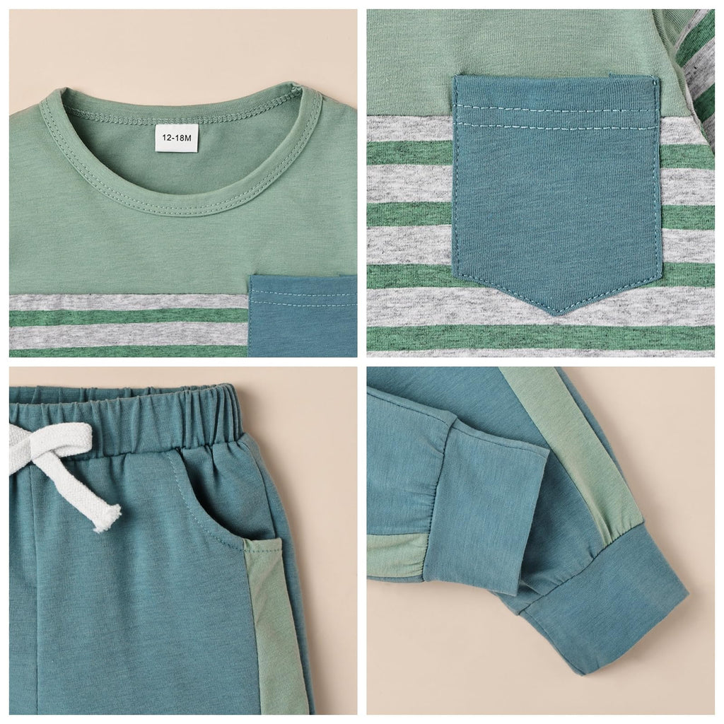 Toddler Boys Clothes Sweatshirt Jogger Pants 2Pc Fall Set Green