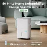 80 Pints Energy Star Dehumidifier for Spaces up to 5,000 Sq. Ft at Home