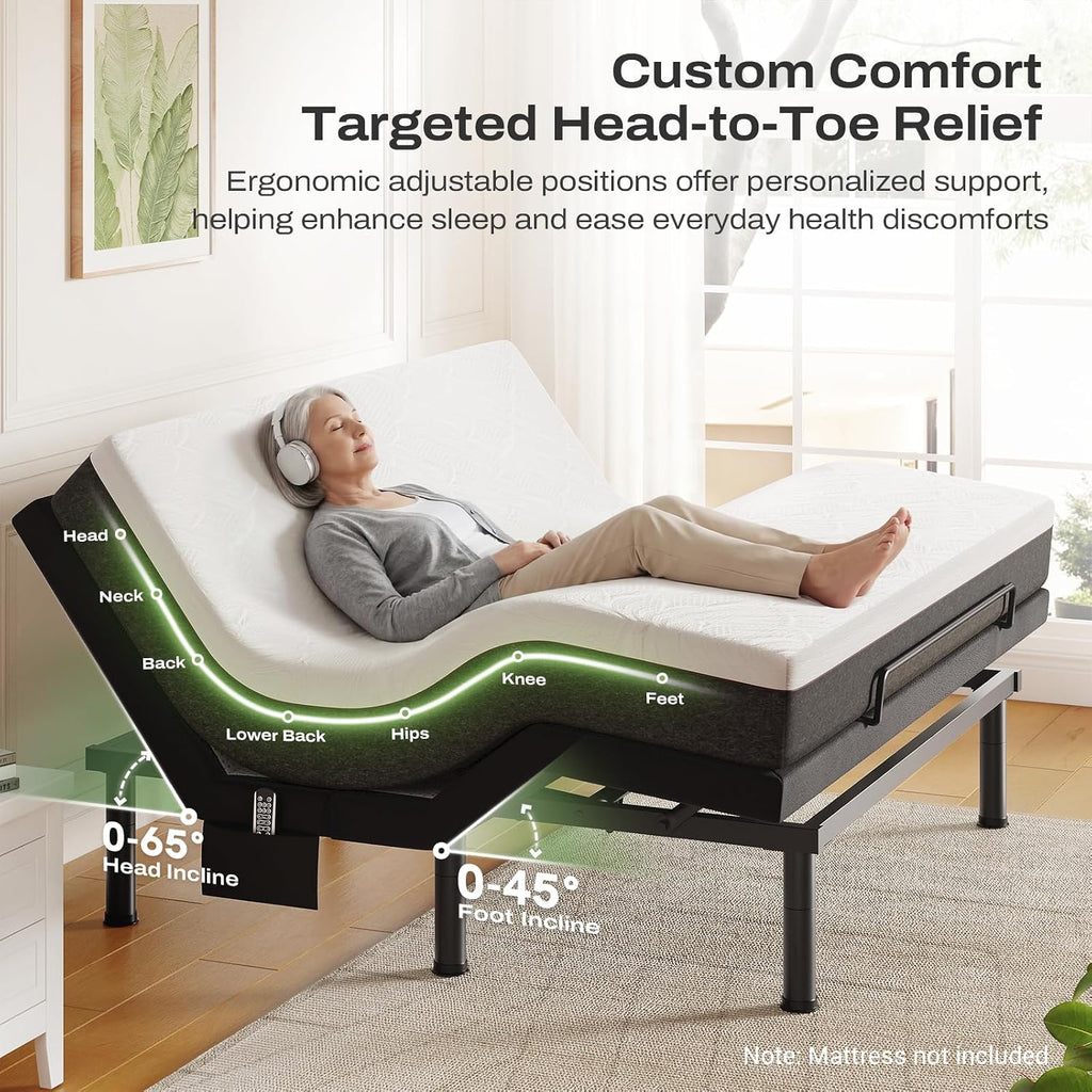 Split King Adjustable Bed Frame with Massage and Head & Foot Incline