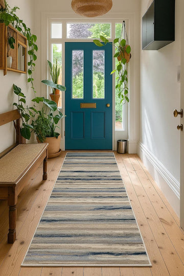 Havana 2' x 8' (2'3" X 8') Scandinavian Indoor Runner Rug, Contemporary, Blue Brown - Entryway, Hallway, Bathroom