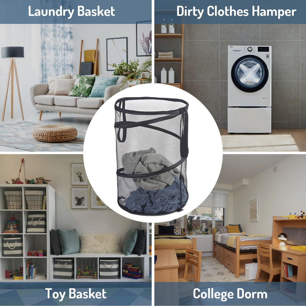 Mesh Popup Laundry Hamper 115L Foldable Laundry Basket Extra Large Capacity Collapsible Clothing Storage Basket with