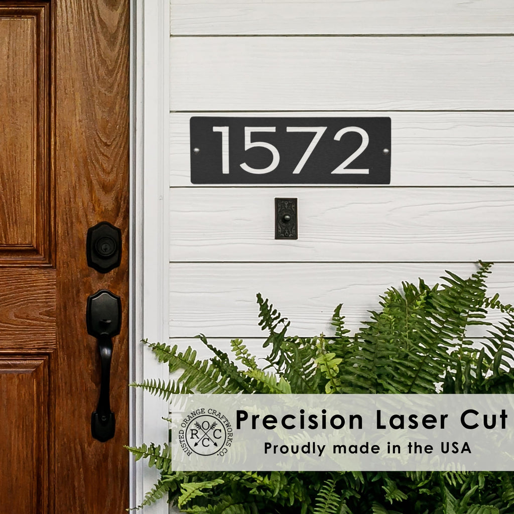 Cider House Rectangular Address Plaques - Vertical Custom Metal House Number Sign for Outside, Modern Home Address