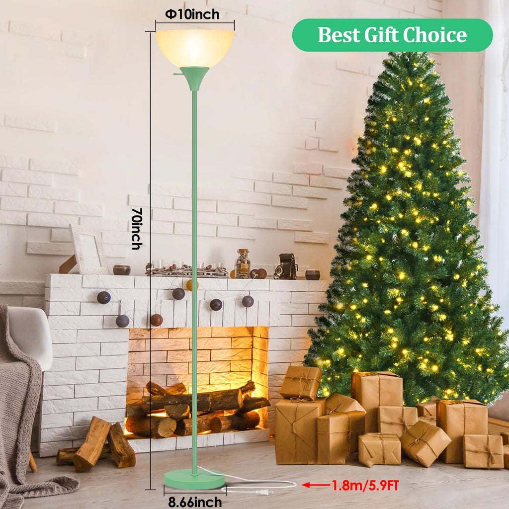 Floor Lamp, LED Standing Lamps with White Plastic Shade, Corner Floor Lights Bedroom, Rotary Switch, Bulb not
