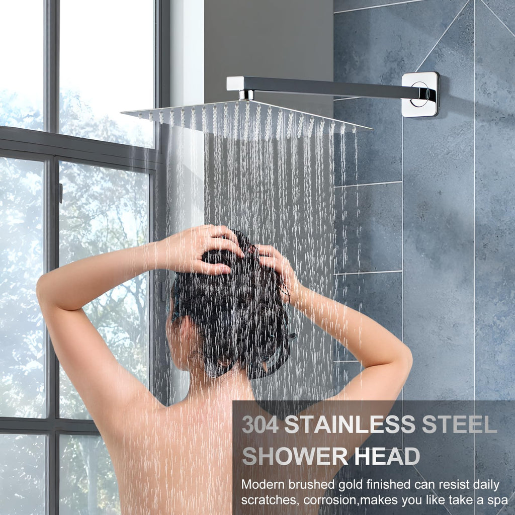 Shower Faucet Set 12 Inch, Polished Chrome Shower System