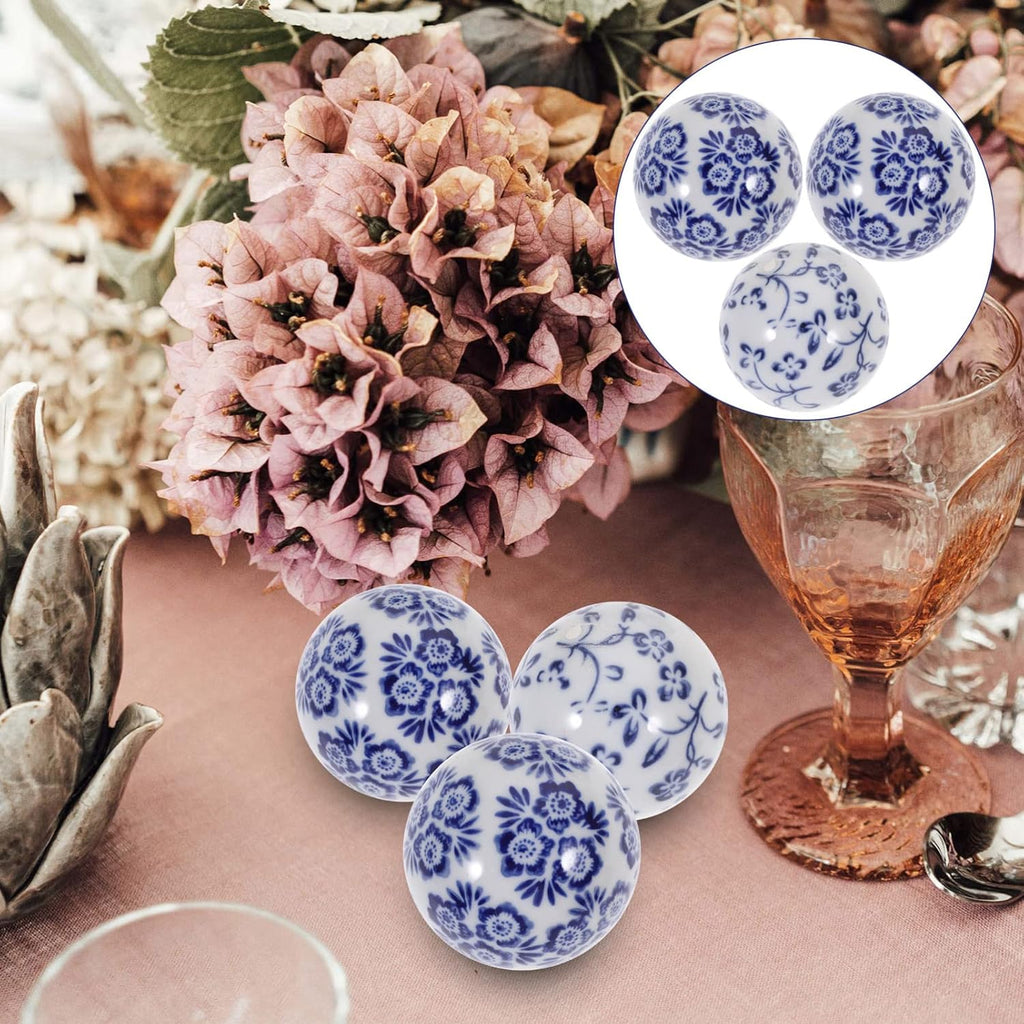 Porcelain Balls Ceramic Balls Decorative Orbs Decorative for Centerpiece Small Spheres Floating for Bowl Vase - Set of 3