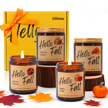 Fall Candles, Fall Decorations - Fall Gifts for Women, Natural Soy Wax Scented Candles Set(4pcs)