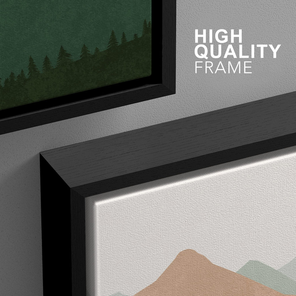Framed Canvas Print Wall Set Minimal Mountain Skyline Horizon Abstract Nature Illustrations Modern Nordic Decorative