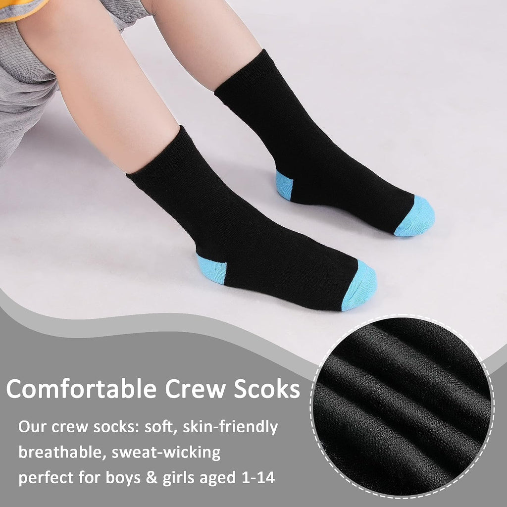15 Pairs Kids Socks, Toddler Crew Mid Calf School Socks