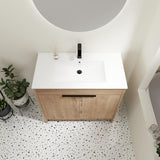 SSLine 36-Inch Bathroom Vanity with Sink Mid-Century Bathroom Vanities with Top Basin Floor Wood Bathroom Sink Cabinet