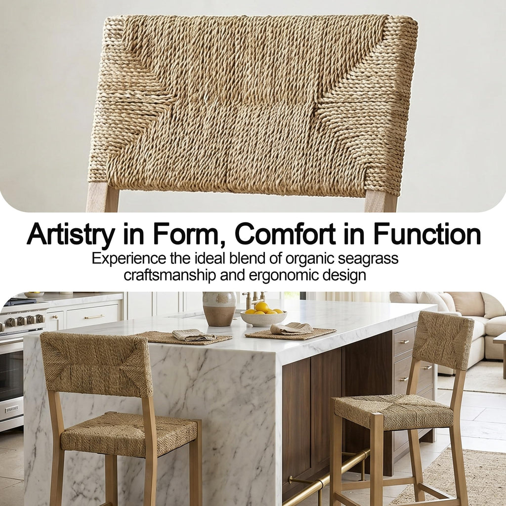 Rattan Bar Stools Set of 4, 24'' Bohemian Counter Height Stools