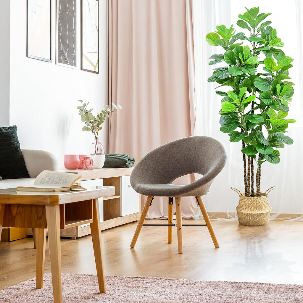 Artificial Fiddle Leaf Fig Tree,7 FT Tall Artificial Tree with Woven Seagrass Plant Basket Fake Floor Plant in Pot