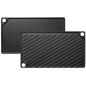 Reversible Grill/Griddle, 16.7x9.5'' Pre-Seasoned Cast Iron Griddle Pan, Double Burner Cookware, Rectangular Stovetop