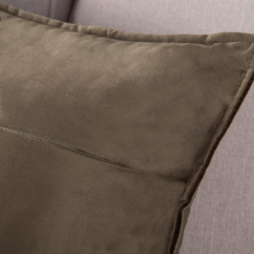 Set of 2 Super Soft Velvet Decorative Throw Pillow Covers 12x20 inch Brown Rectangular with Fringe Luxury Style