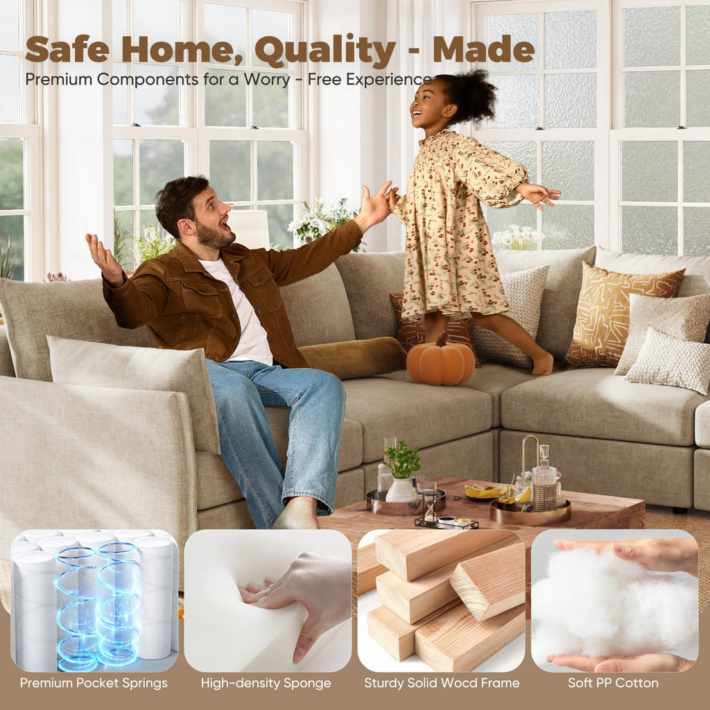 200.4" Oversized Modular Sectional Sofa, U Shaped Convertible Couch with Movable Ottoman, Large 10 Seats Corner