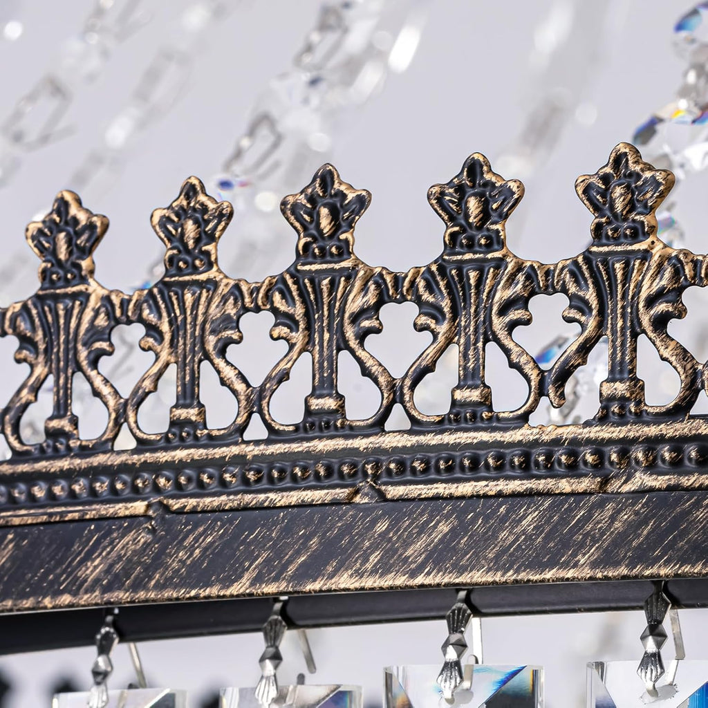 French Empire Crystal Chandelier, Large Vintage Chandelier for High Ceiling, 6-Tier Antique Bronze Lighting, Farmhouse Ceiling Light Fixture for Foyer, Entryway, Living Room, 28" Wx48''H A108-B0DL5PCNJS