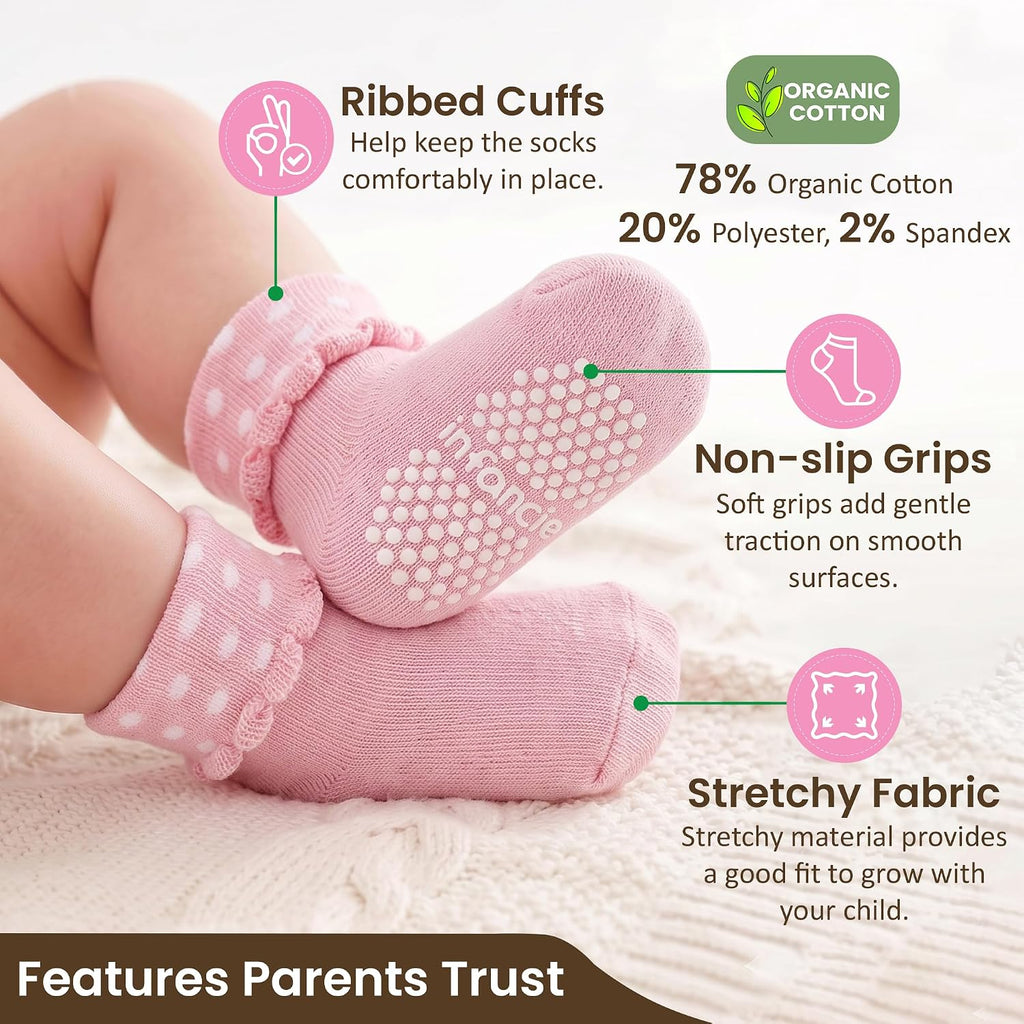 Organic Cotton Blend 12 Pairs Baby Socks Girl Non Slip