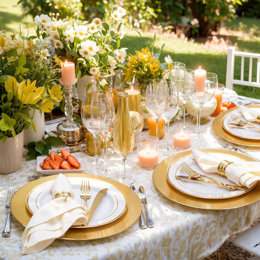 50 Gold Charger Plates Bulk for Wedding Receptions 13"