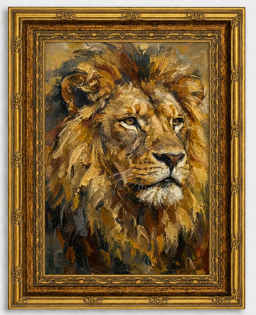 Framed Lion Canvas Wall Art, Safari Animal Wall Decor 16x24 Inch