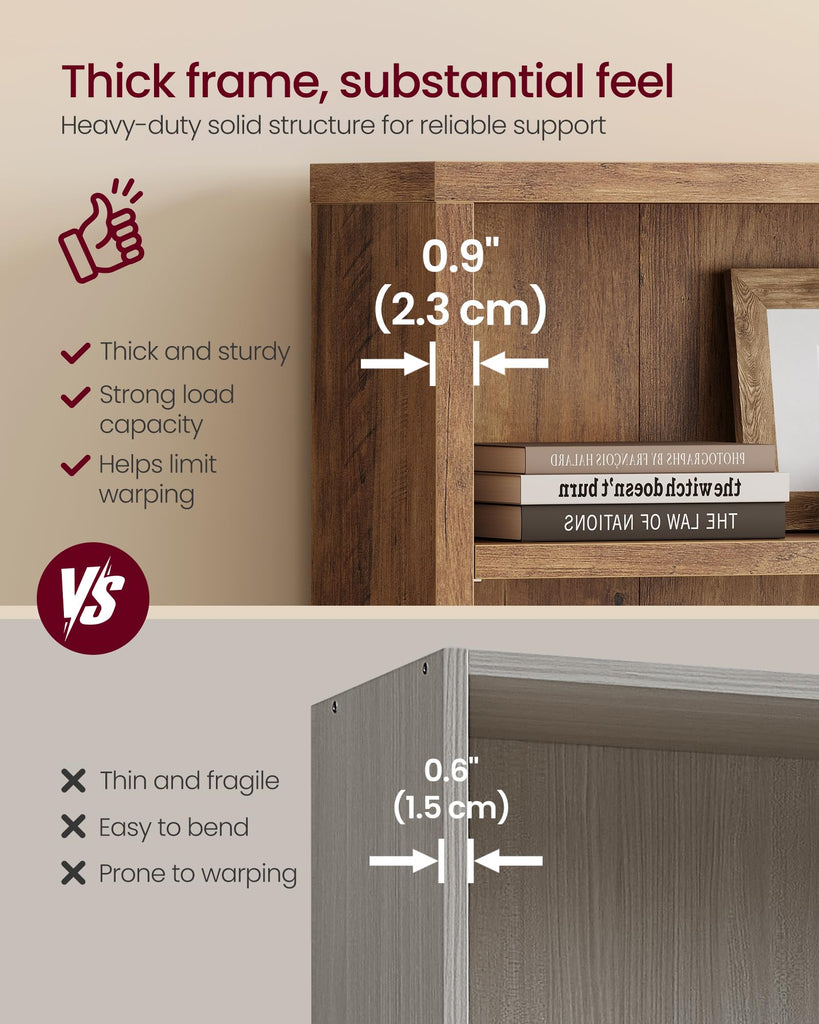 6-Tier Bookshelf, Minimalist Bookcase with Adjustable Shelves