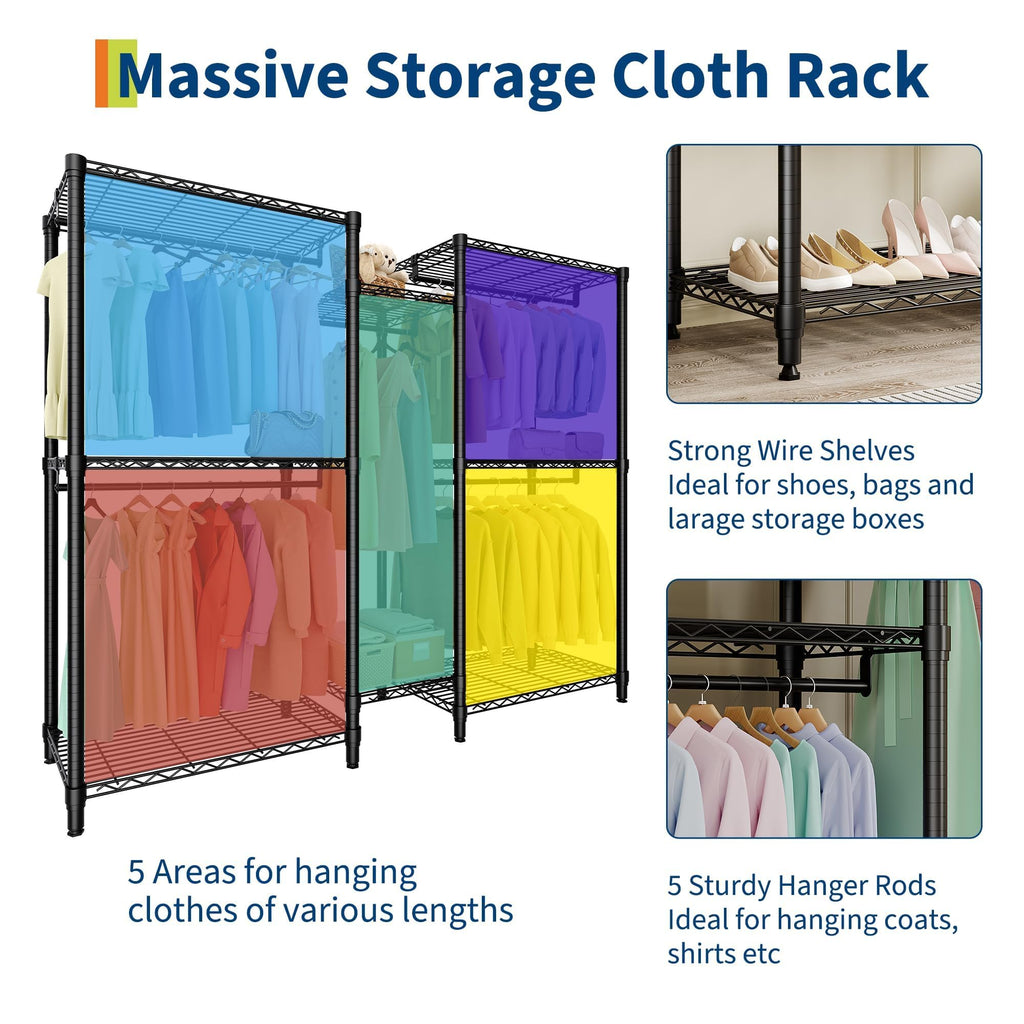 Heavy Duty Garment Rack 5 Hanging Rods