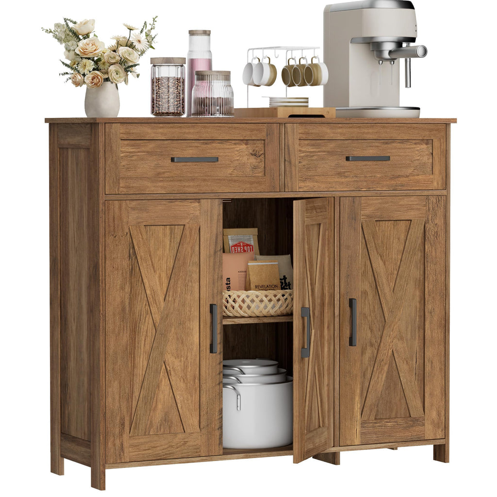 Coffee Bar Storage Cabinet with Drawers, Kitchen Buffet Cabinet