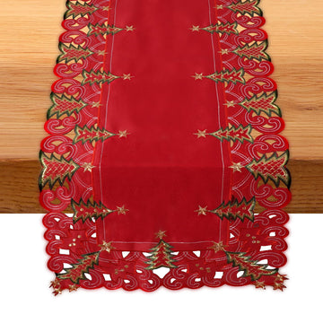 Embroidered Extra Long Christmas Tree Table Runner, 108 Inches