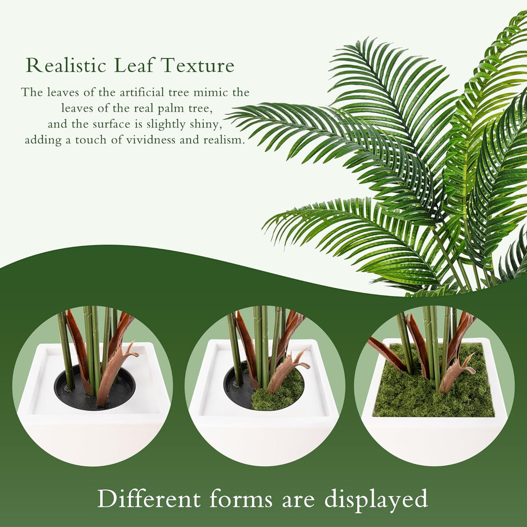 6FT Artificial Palm Tree with Tall White Planter, Floor Plant