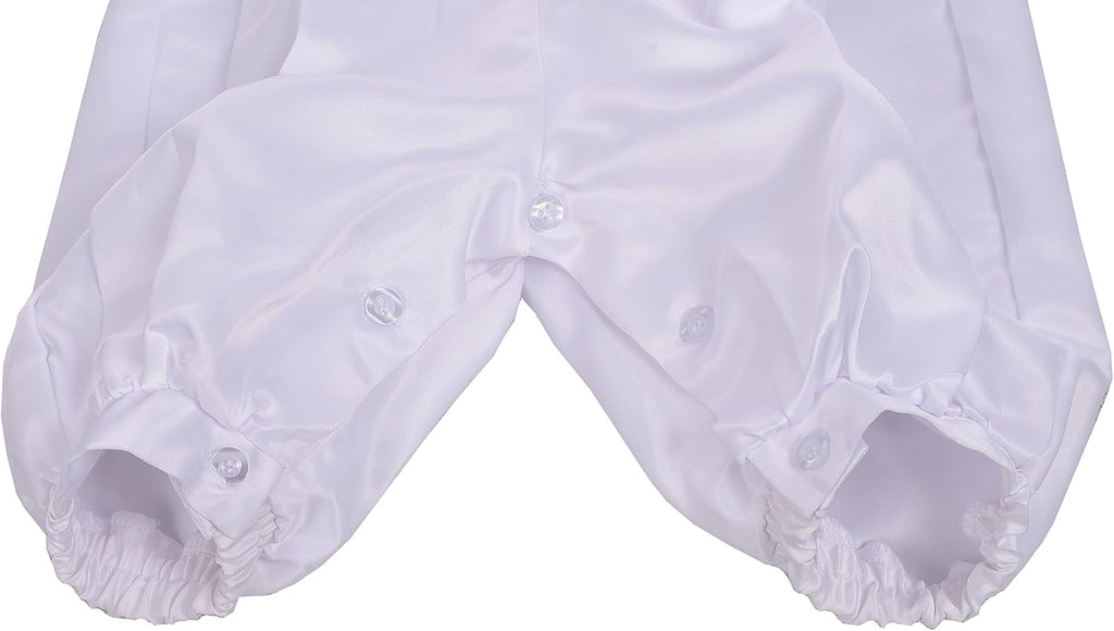 Infant Baby Boy Christening Baptism Outfit Satin Romper Bodysuit Set with Bonnet Hat Months, White