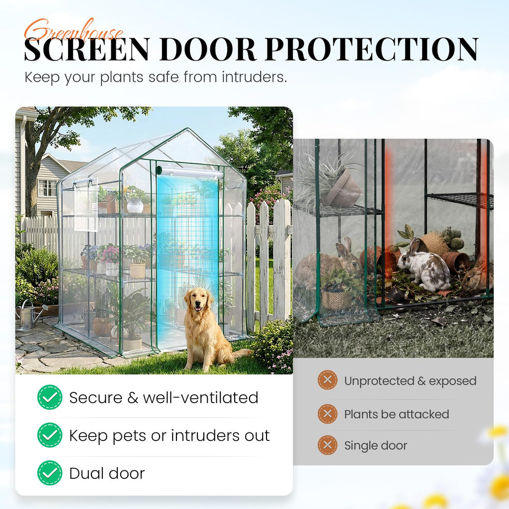 Premium Greenhouse for Outdoors, 56x56x77" Upgraded PVC Cover