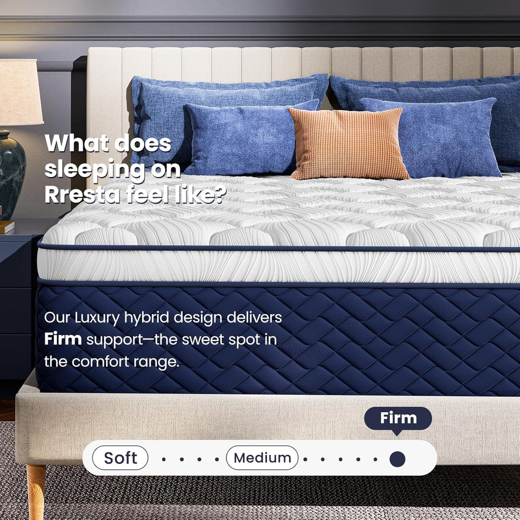 Medium Firm King Mattress 14 Inch - Hotel Collection Hybrid Mattress with 5-Zone Support, Luxury Sleep Comfort, Extra