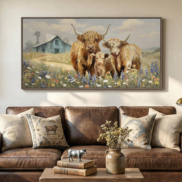 Large Highland Cow Wall Art, 60x30 In