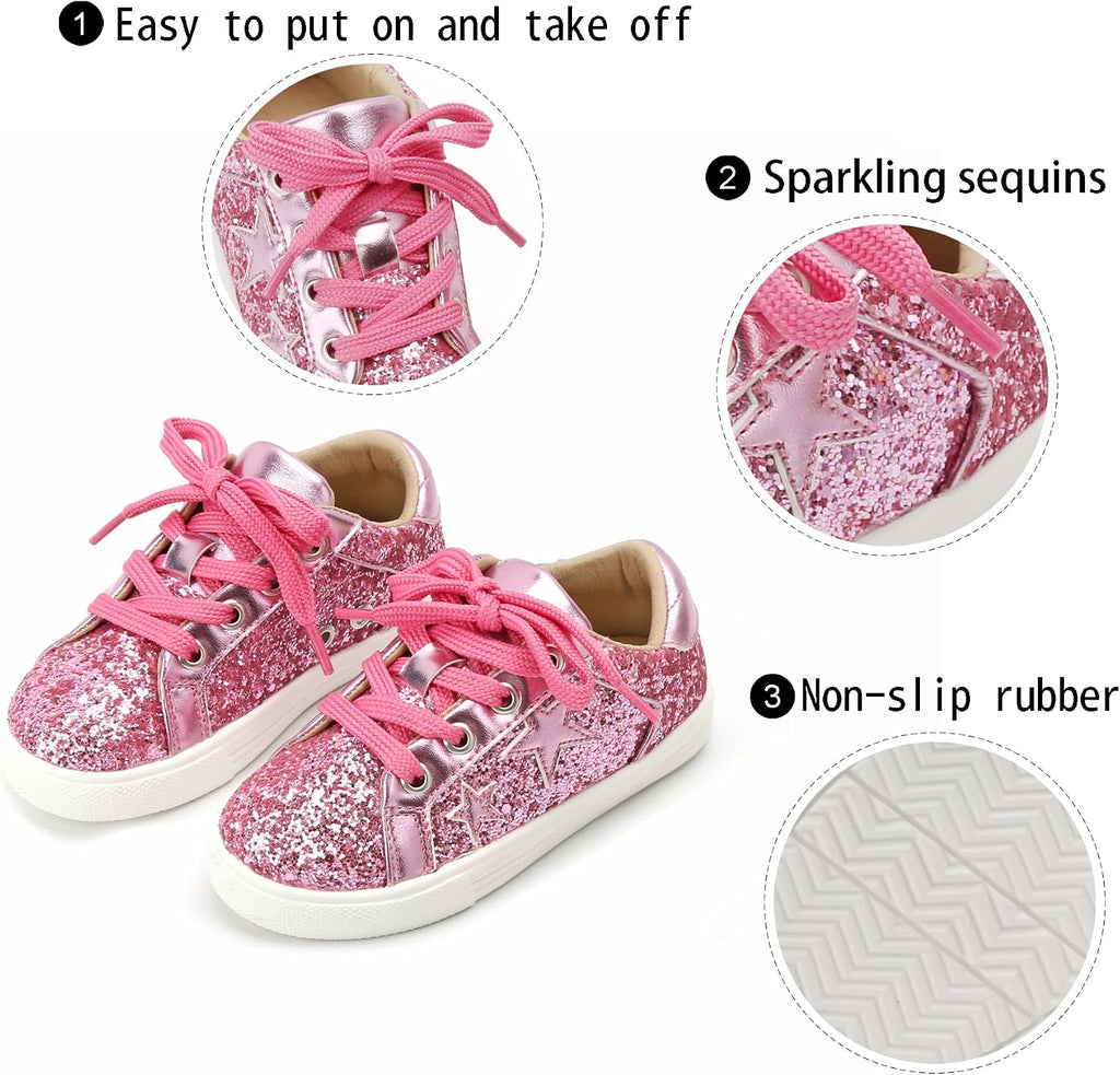 Toddler Little Girls Slip On Canvas Sneakers Glitter Tennis Shoes