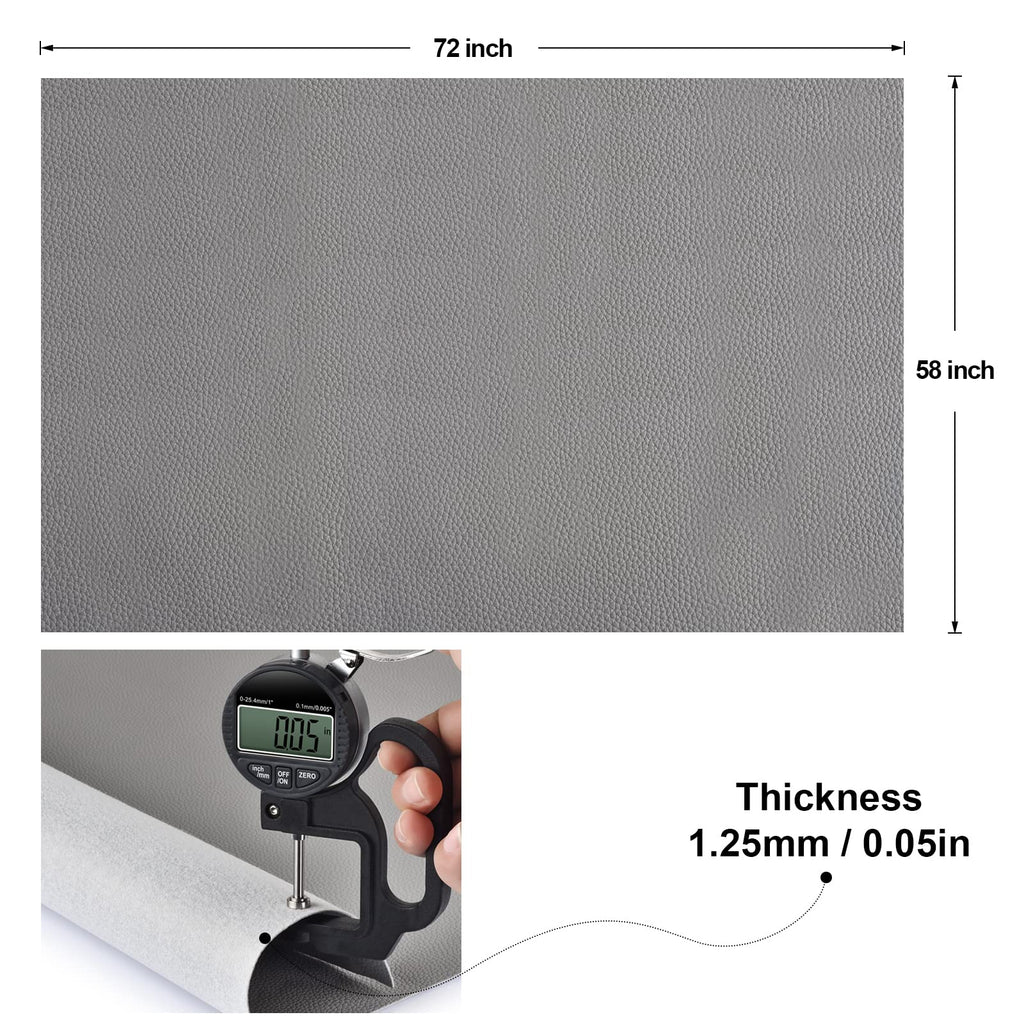 Faux Leather 2 Yards 58" x 72", 1.25 mm Thick Upholstery Leather PU Fabric Synthetic Leather Material Vinyl Leather