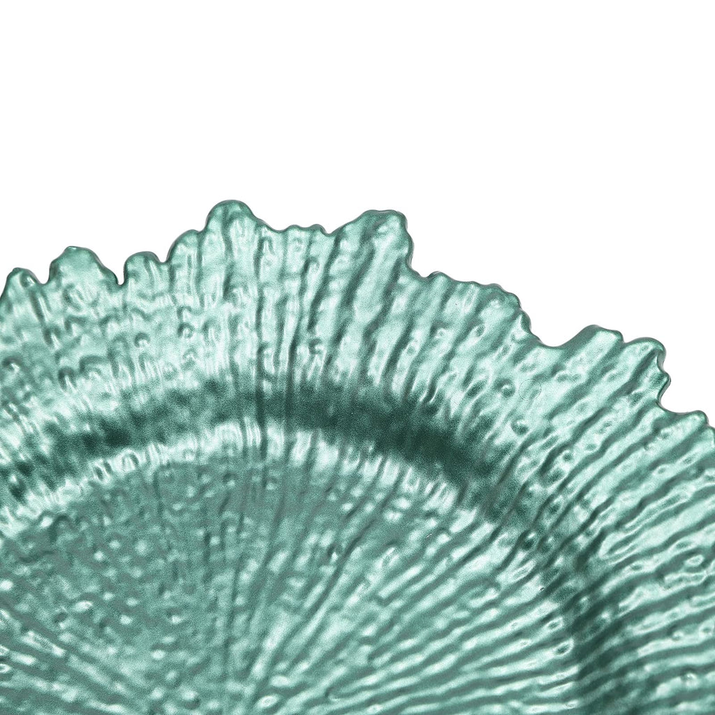 24 Pack Green Charger Plates, 13 inch Reusable Matte Reef Plate Charger with Petal Rim Round Plastic Reef Plate