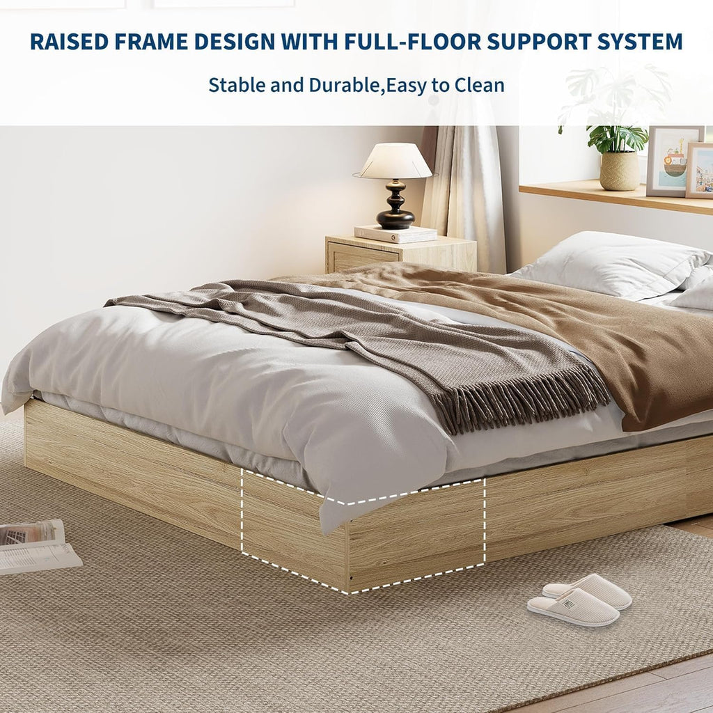 Bed Frame Solid Wood Platform, Low Profile Floor-Standing Japanese Style Bed, No Box Spring Needed, Easy Assembly 10