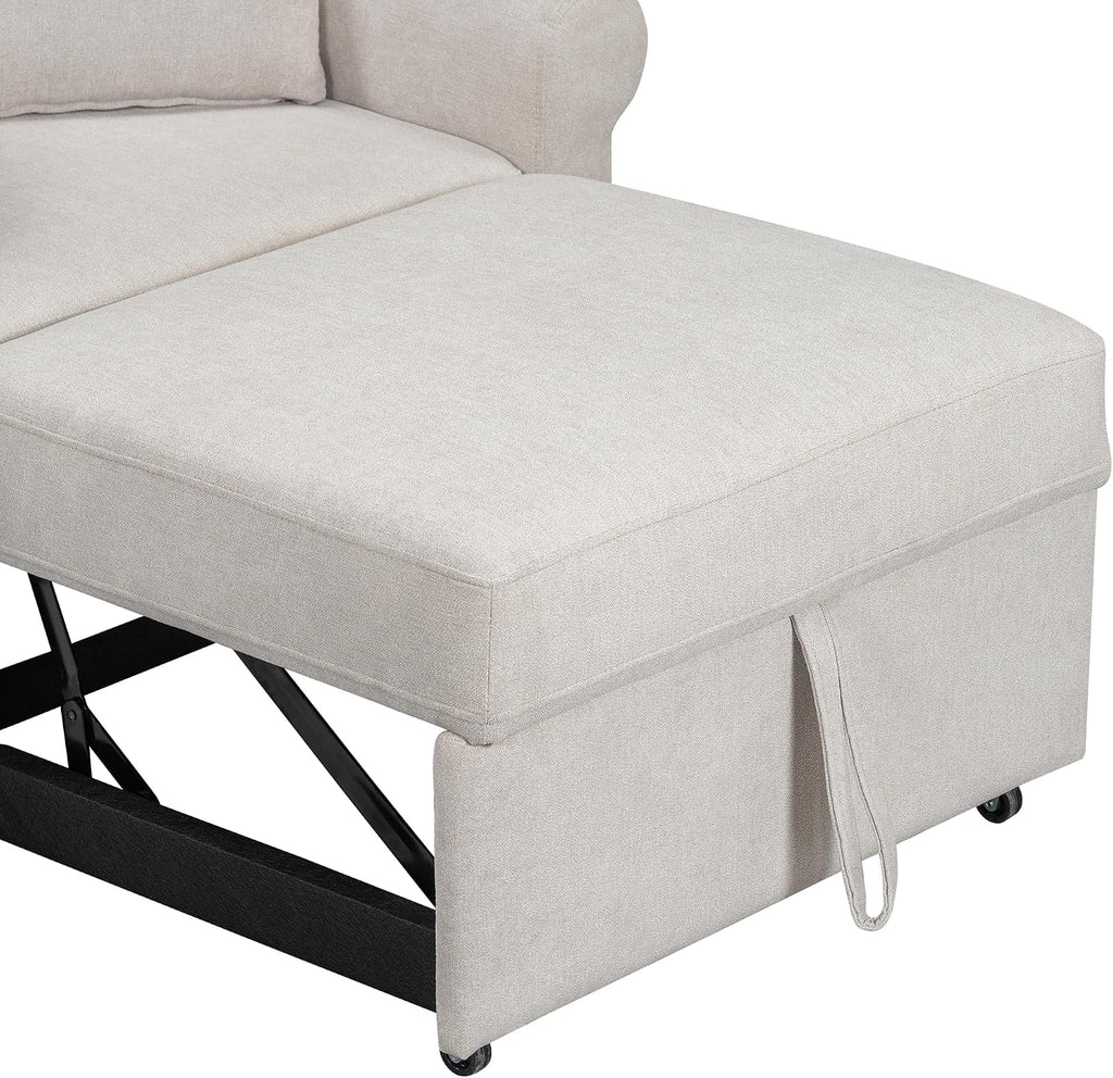 Convertible Sleeper Chair with Adjustable Backrest and Pillows, 3-in-1 Chenille Lounge Chair to Single Bed, Living